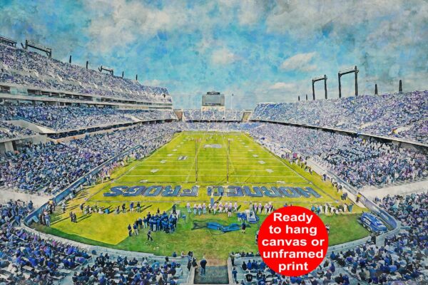 Canvas-Print of TCU Horned Frogs, Amon G. Carter Stadium , Watercolor Digital Sketch Print Canvas Print, Frogs Football, Fort Worth Texas