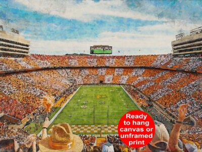 Tennessee Volunteers, Neyland Stadium , Watercolor Digital Sketch Print Canvas Print, Knoxville Tennessee, University of Tennessee