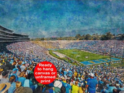 Canvas-Print of UCLA Bruins, Rose Bowl Stadium , Watercolor Digital Sketch Print Canvas Print, Los Angeles California, UCLA