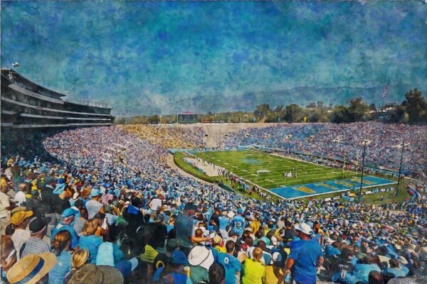 Canvas-Print of UCLA Bruins, Rose Bowl Stadium , Watercolor Digital Sketch Print Canvas Print, Los Angeles California, UCLA - Image 3