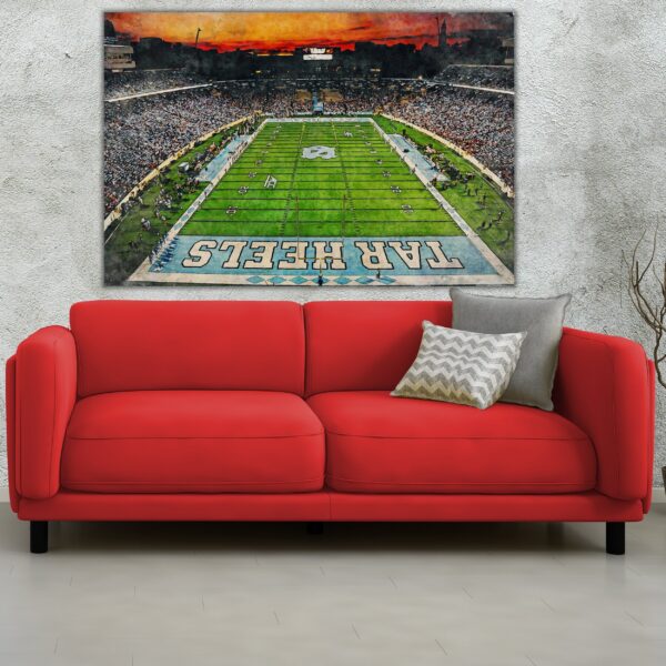Canvas-Print of UNC Tar Heels, Kenan Memorial Stadium , Watercolor Digital Sketch Print Canvas Print, Chapel Hill North Carolina, UNC - Image 2