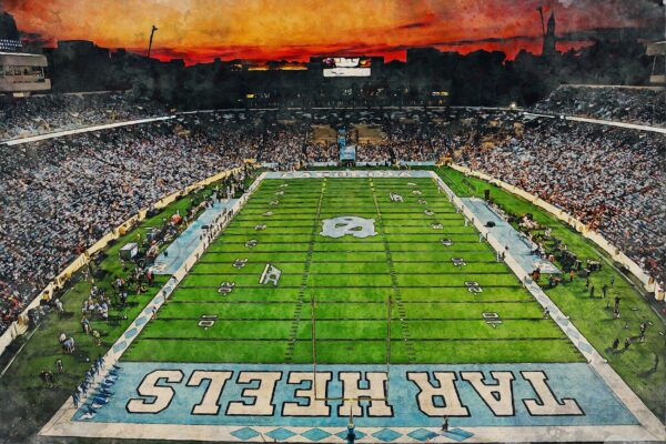 Canvas-Print of UNC Tar Heels, Kenan Memorial Stadium , Watercolor Digital Sketch Print Canvas Print, Chapel Hill North Carolina, UNC - Image 3