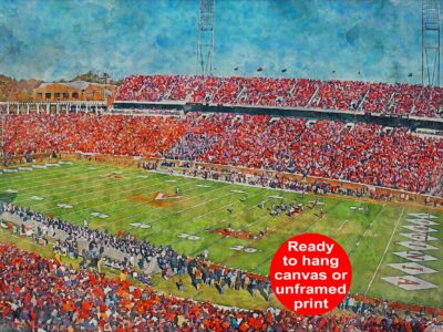 Virginia Cavaliers, Scott Stadium ,  Watercolor Digital Sketch Print Canvas Print,  Charlottesville Virginia, University of Virginia