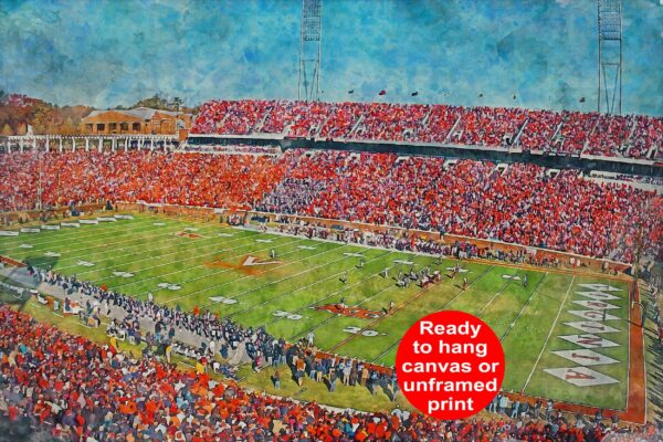 Virginia Cavaliers, Scott Stadium ,  Watercolor Digital Sketch Print Canvas Print,  Charlottesville Virginia, University of Virginia