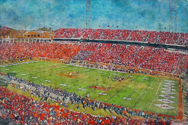 Virginia Cavaliers, Scott Stadium ,  Watercolor Digital Sketch Print Canvas Print,  Charlottesville Virginia, University of Virginia - Image 3