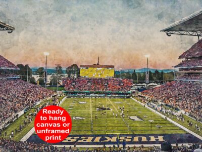 Washington Huskies, Husky Stadium ,  Watercolor Digital Sketch Print Canvas Print,  Seattle Washington, University of Washington