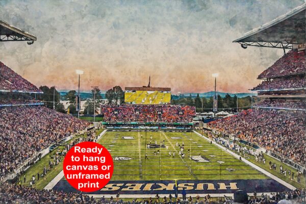 Washington Huskies, Husky Stadium ,  Watercolor Digital Sketch Print Canvas Print,  Seattle Washington, University of Washington