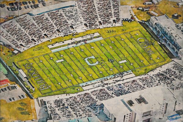 Citadel Bulldogs, Johnson Hagood Memorial Stadium , Watercolor Digital Sketch Print Canvas Print, The Citadel, Charleston South Carolina - Image 3