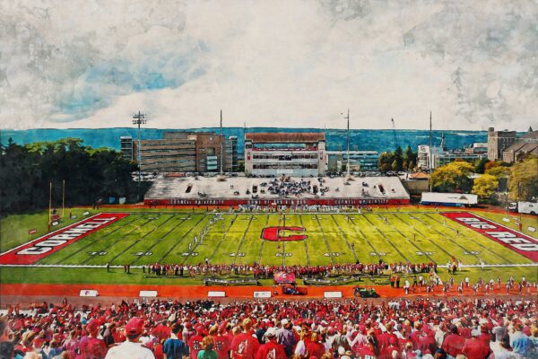 Canvas-Print of Cornell Big Red, Schoellkopf Field , Watercolor Digital Sketch Print Canvas Print, Cornell University, Ithaca New York - Image 3