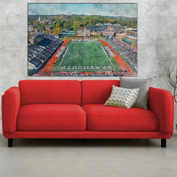 Canvas-Print of Dartmouth Big Green, Memorial Field , Watercolor Digital Sketch Print Canvas Print, Hanover New Hampshire, Dartmouth College - Image 2