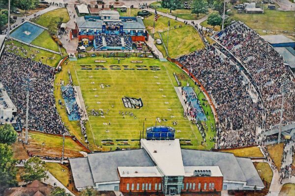Georgia Southern Eagles, Allen E. Paulson Stadium  , Watercolor Digital Sketch Print Canvas Print, Statesboro Georgia, Georgia Southern Uni - Image 3