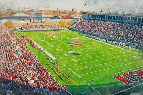 Canvas-Print of Harvard Crimson, Harvard Stadium , Watercolor Digital Sketch Print Canvas Print, Boston Massachusetts, Harvard University - Image 3