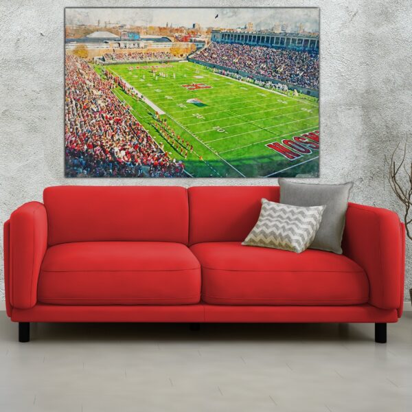 Canvas-Print of Harvard Crimson, Harvard Stadium , Watercolor Digital Sketch Print Canvas Print, Boston Massachusetts, Harvard University - Image 2