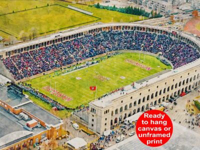Canvas-Print of Harvard Crimson, Harvard Stadium , Watercolor Digital Sketch Print Canvas Print, Boston Massachusetts, Harvard University