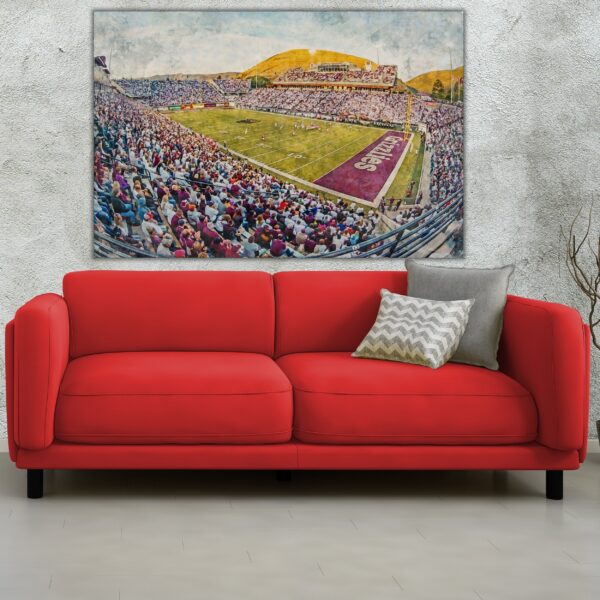 Montana Grizzlies, Washington-Grizzly Stadium , Watercolor Digital Sketch Print Canvas Print, Missoula Montana, Missoula University - Image 2