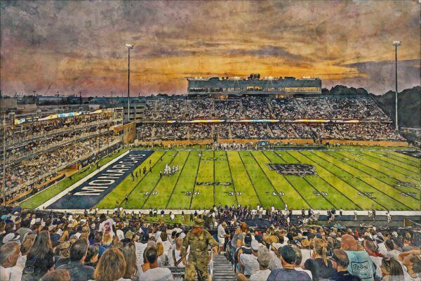 Canvas-Print of ODU Monarchs, S.B. Ballard Stadium , Watercolor Digital Sketch Print Canvas Print,  Norfolk Virginia, ODU - Image 3
