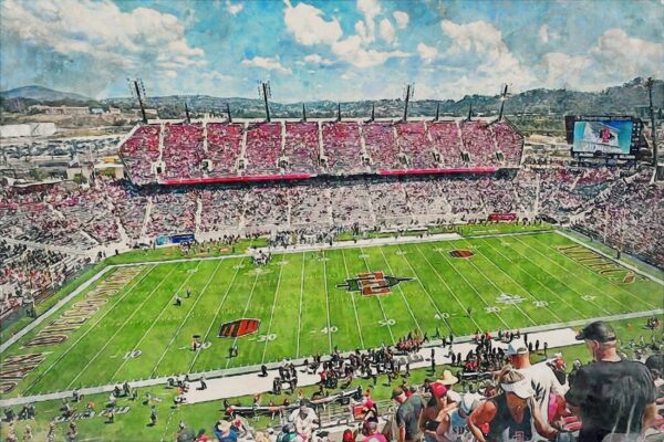 San Diego State Aztechs, Snapdragon Stadium  , Watercolor Digital Sketch Print Canvas Print, San Diego California, San Diego California - Image 3
