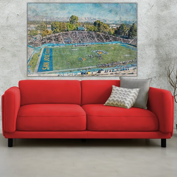 Canvas-Print of San Jose Spartans, CEFCU Stadium , Watercolor Digital Sketch Print Canvas Print, San Jose California, SanJose California - Image 2