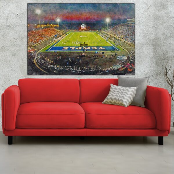 Temple Owls, Lincoln Finacial Field, Watercolor Digital Sketch Print Canvas Print, Philadelphia Pennsylvania, Temple University - Image 2