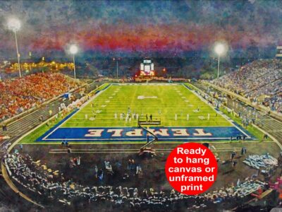 Temple Owls, Lincoln Finacial Field, Watercolor Digital Sketch Print Canvas Print, Philadelphia Pennsylvania, Temple University