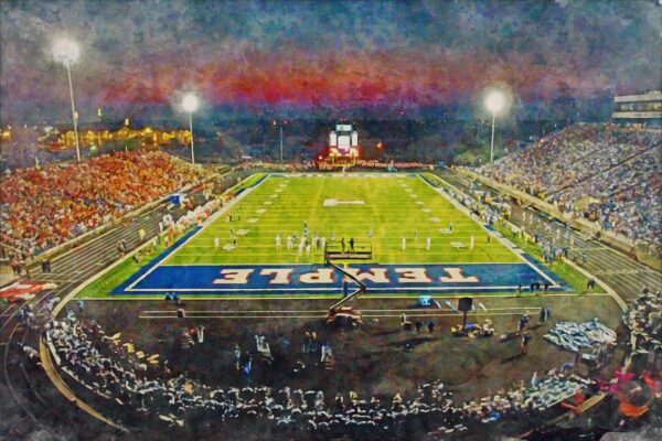 Temple Owls, Lincoln Finacial Field, Watercolor Digital Sketch Print Canvas Print, Philadelphia Pennsylvania, Temple University - Image 3