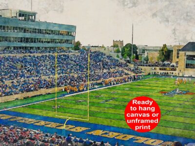 Tulsa Golden Hurricanes, H.A. Chapman Stadium , Watercolor Digital Sketch Print Canvas Print, Tulsa Oklahoma, University of Tulsa