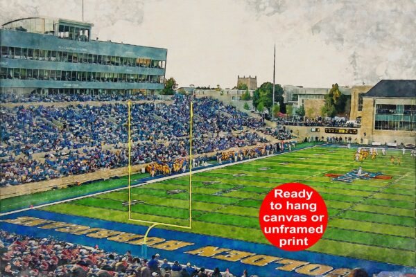 Tulsa Golden Hurricanes, H.A. Chapman Stadium , Watercolor Digital Sketch Print Canvas Print, Tulsa Oklahoma, University of Tulsa