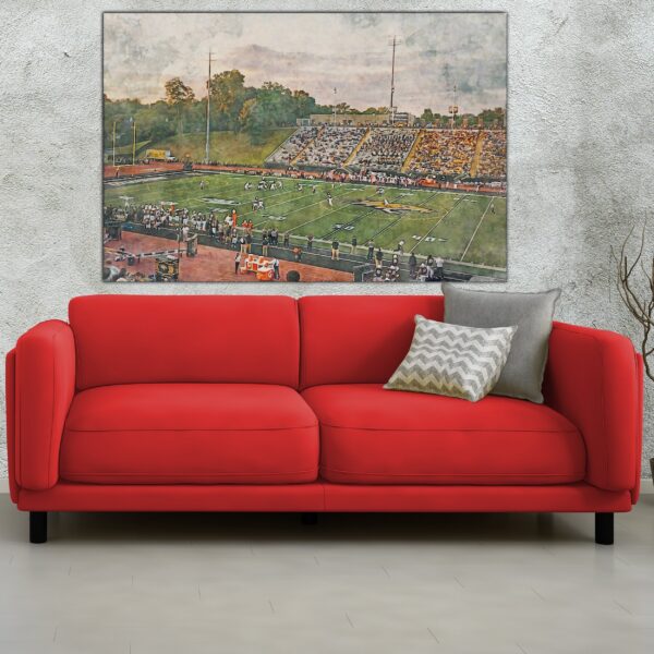 Canvas-Print of Towson Tigers, Johnny Unitas Stadium , Watercolor Digital Sketch Print Canvas Print, Towson Maryland, Towson University - Image 2