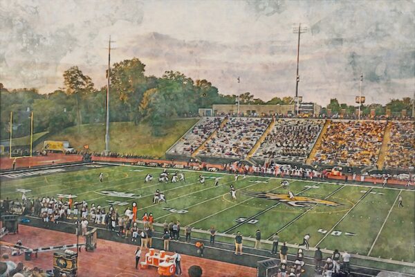 Canvas-Print of Towson Tigers, Johnny Unitas Stadium , Watercolor Digital Sketch Print Canvas Print, Towson Maryland, Towson University - Image 3
