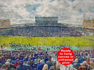 Canvas-Print of Ryan Field, Northwestern Wildcats , Watercolor Digital Sketch Print Canvas Print, Northwestern University, Evanston Illinois