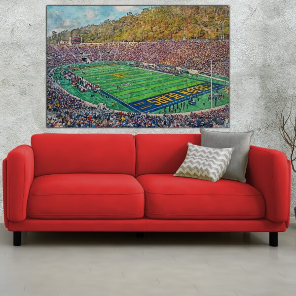 Canvas-Print of Berkley Bears, California Memorial Stadium , Watercolor Digital Sketch Print Canvas Print, UC Berkley, Berkley California - Image 2