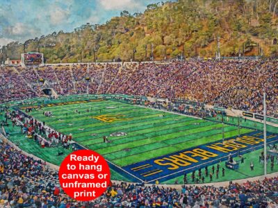 Canvas-Print of Berkley Bears, California Memorial Stadium , Watercolor Digital Sketch Print Canvas Print, UC Berkley, Berkley California