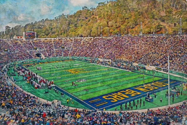 Canvas-Print of Berkley Bears, California Memorial Stadium , Watercolor Digital Sketch Print Canvas Print, UC Berkley, Berkley California - Image 3