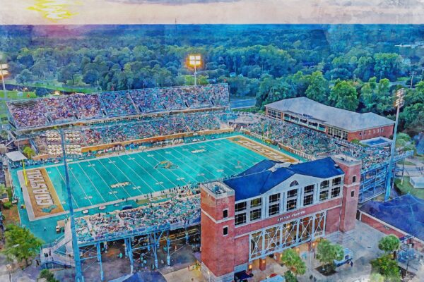 Brooks Stadium, Coastal Carolina Chanticleers , Watercolor Digital Sketch Print Canvas Print, Coastal Carolina University, Conway - Image 3