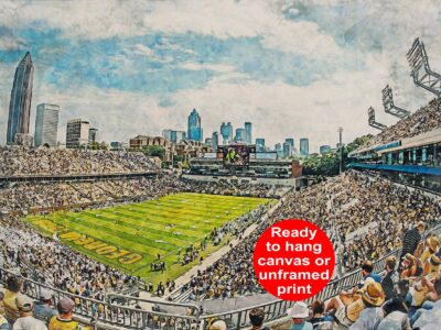 Canvas-Print of Georgia Tech, Yellow Jackets Bobby Dodd Stadium Watercolor art, Watercolor Digital Sketch Print Canvas Print