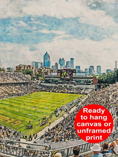 Canvas-Print of Georgia Tech, Yellow Jackets Bobby Dodd Stadium Watercolor art, Watercolor Digital Sketch Print Canvas Print