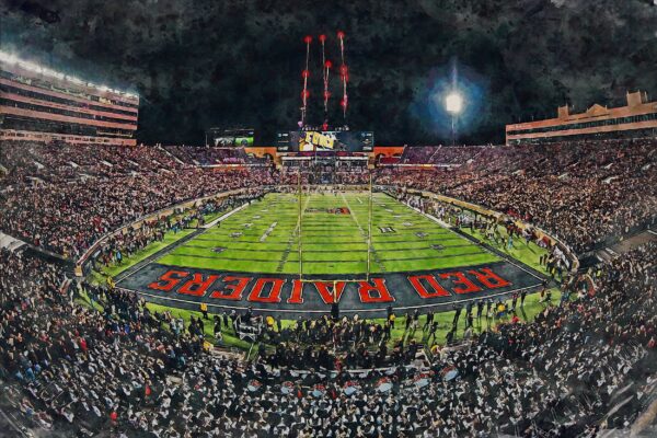 Canvas-Print of Texas Tech Red Raiders, Jones AT&T Stadium , Watercolor Digital Sketch Print Canvas Print, Texas Tech, Lubbock Texas - Image 3