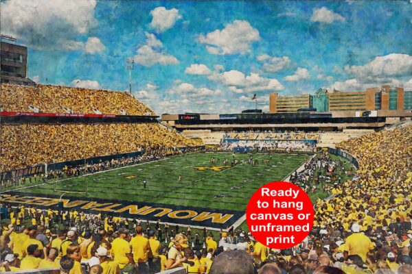 West Virginia Mountaineers, Mountaineer Field , Watercolor Digital Sketch Print Canvas Print, West Virginia University, Morgantown