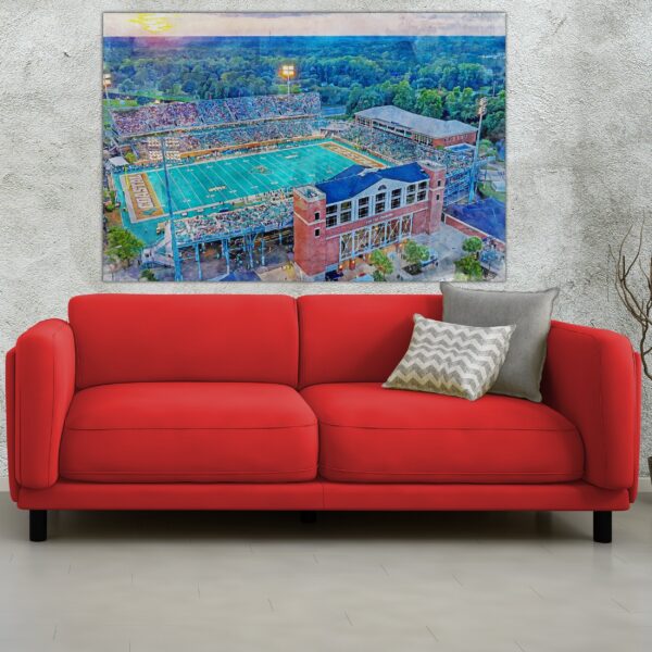 Brooks Stadium, Coastal Carolina Chanticleers , Watercolor Digital Sketch Print Canvas Print, Coastal Carolina University, Conway - Image 2