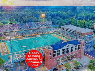 Brooks Stadium, Coastal Carolina Chanticleers , Watercolor Digital Sketch Print Canvas Print, Coastal Carolina University, Conway