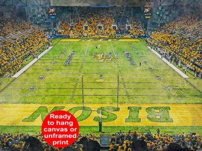 North Dakota Bison, FARGODOME , Watercolor Digital Sketch Print Canvas Print, North Dakota State University, Fargo North Dakota