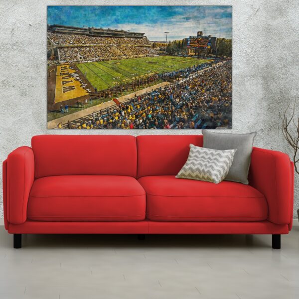 Canvas-Print of War Memorial Stadium, Wyoming Cowboys , Watercolor Digital Sketch Print Canvas Print, University of Wyoming, Laramie Wyoming - Image 2