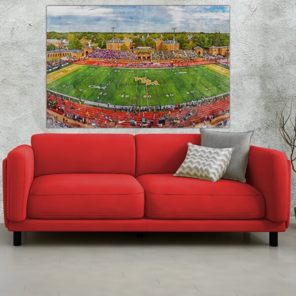 Canvas-Print of Zable Stadium, William & Mary Tribe , Watercolor Digital Sketch Print Canvas Print, William and Mary, Williamsburg Virginia - Image 2