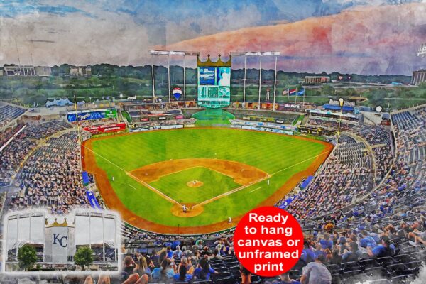 Canvas-Print of Kauffman Stadium in Kansas City Missouri / Kansas City Royals / Kansas City Missouri, Pro