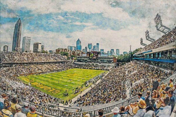 Canvas-Print of Georgia Tech, Yellow Jackets Bobby Dodd Stadium Watercolor art, Watercolor Digital Sketch Print Canvas Print - Image 3