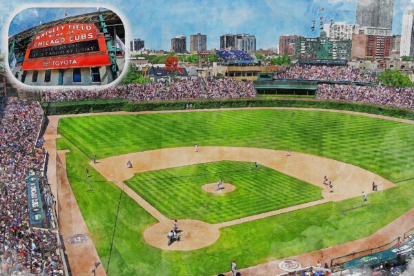 Canvas-Print of Wrigley Field Stadium in Chicago Illinois /  Chicago Cubs / Chicago Illinois, Pro - Image 3