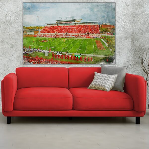Illinois State Redbirds,  Hancock Stadium , Watercolor Digital Sketch Print Canvas Print, Illinois State University, Normal, Illinois - Image 2