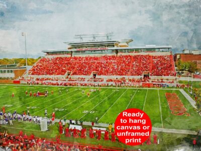 Illinois State Redbirds,  Hancock Stadium , Watercolor Digital Sketch Print Canvas Print, Illinois State University, Normal, Illinois