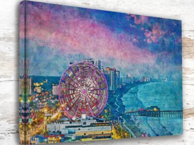 Myrtle Beach South Carolina canvas watercolor, Myrtle Beach SC Wall Art, Myrtle Beach Print , Myrtle Beach Watercolor wall art