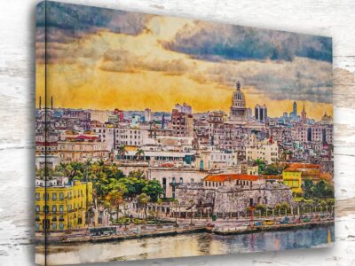 Havana Cuba canvas watercolor, Havana Cuba Wall Art, Havana Cuba ,Havana Watercolor wall art